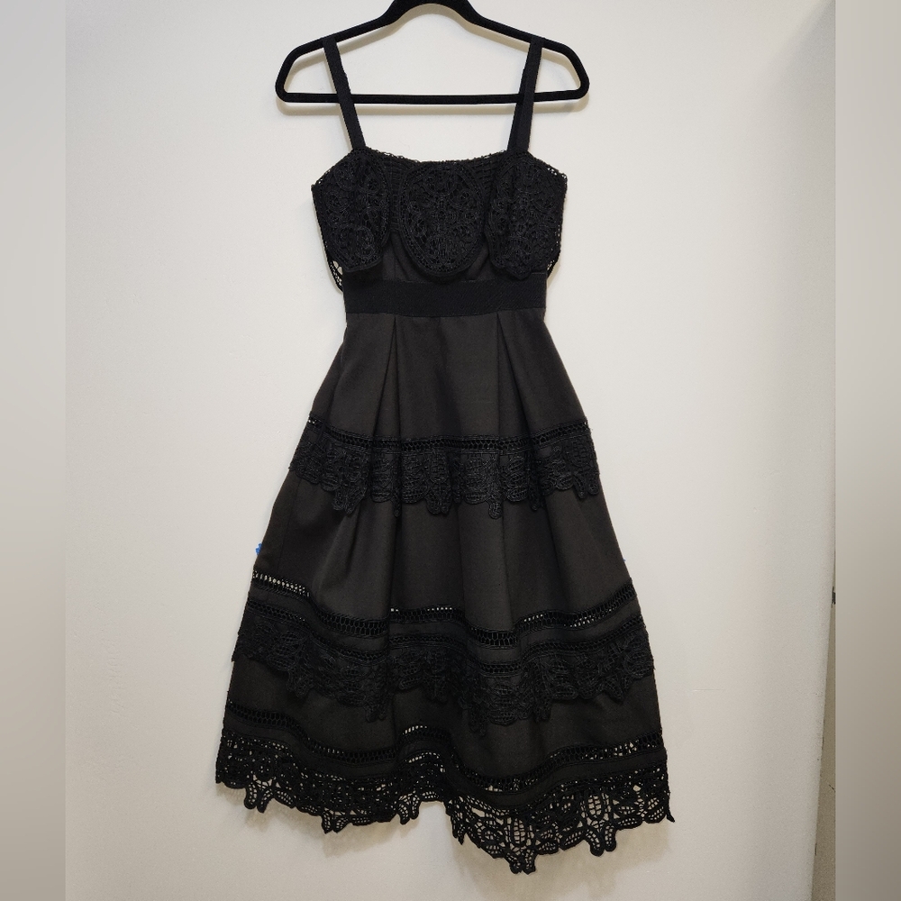 Liza Luxe Elegant Black Lace Dress Size S.    SKU D08